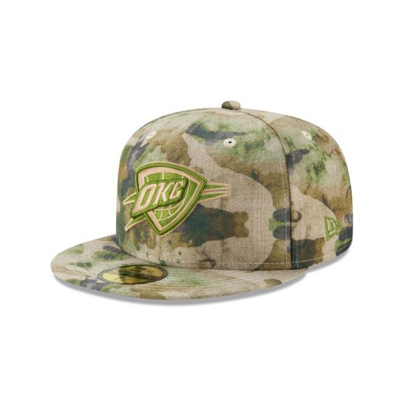 NBA Oklahoma City Thunder Abstract Camo 59Fifty Fitted (TKG7459) - Brown New Era Caps